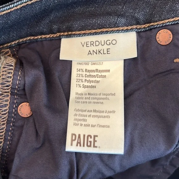 Paige Verdugo Ankle Mid Rise Ultra Skinny Transcend Size 27 New with Tags - Picture 13 of 13